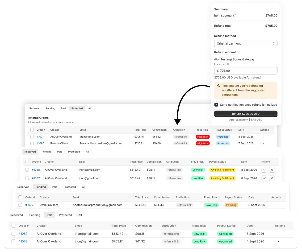 Payout Status and Tracking Interface